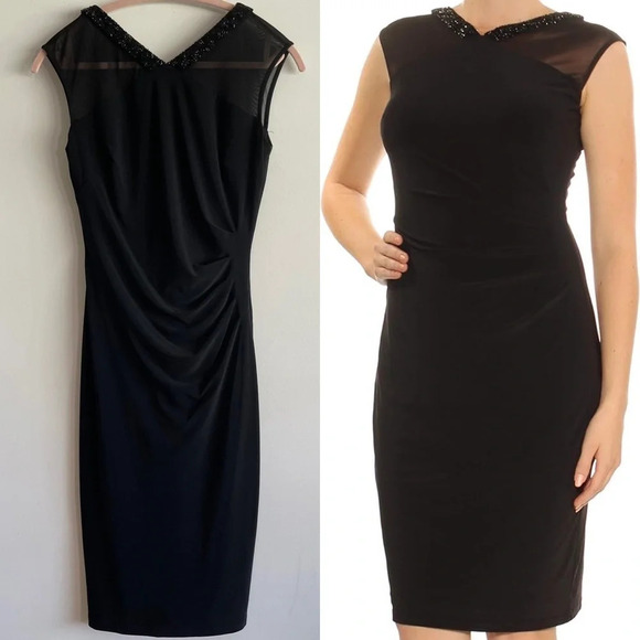 Lauren by Ralph Lauren Beaded-Trim Illusion Dress size 4 - Picture 1 of 10